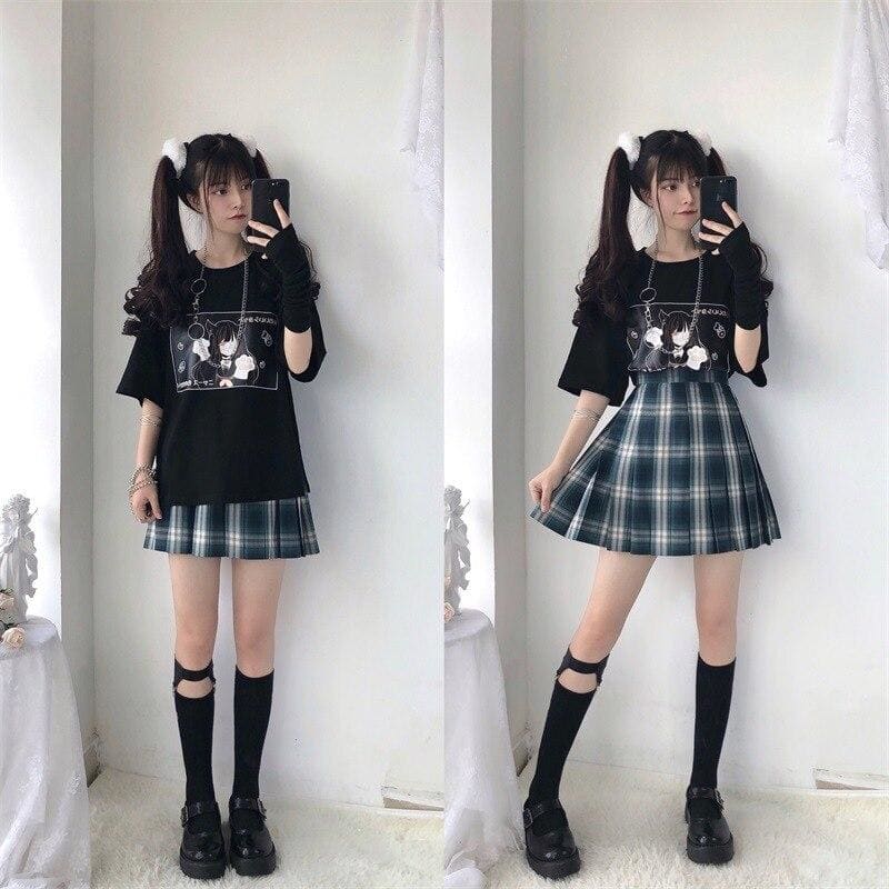 Kawaii Goth Anime Catgirl Tee EE0777 - Egirldoll