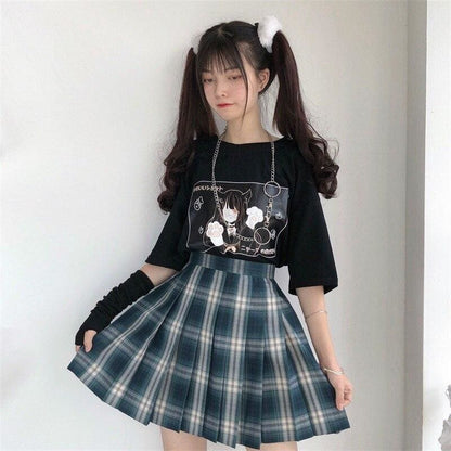 Kawaii Goth Anime Catgirl Tee EE0777 - Egirldoll