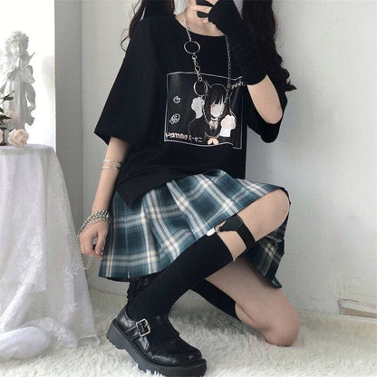 Kawaii Goth Anime Catgirl Tee EE0777 - Egirldoll