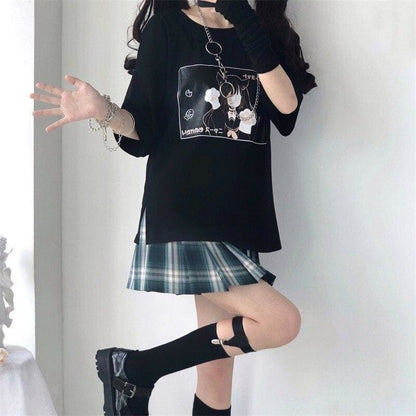 Kawaii Goth Anime Catgirl Tee EE0777 - Egirldoll