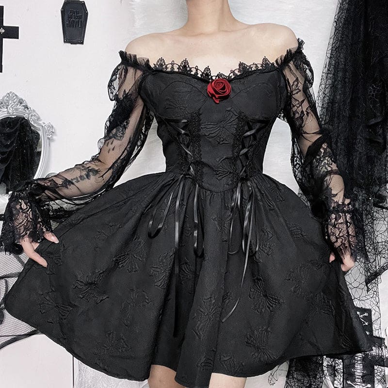 Kawaii Gothic Princess Rose Black Dress ON225 - Egirldoll