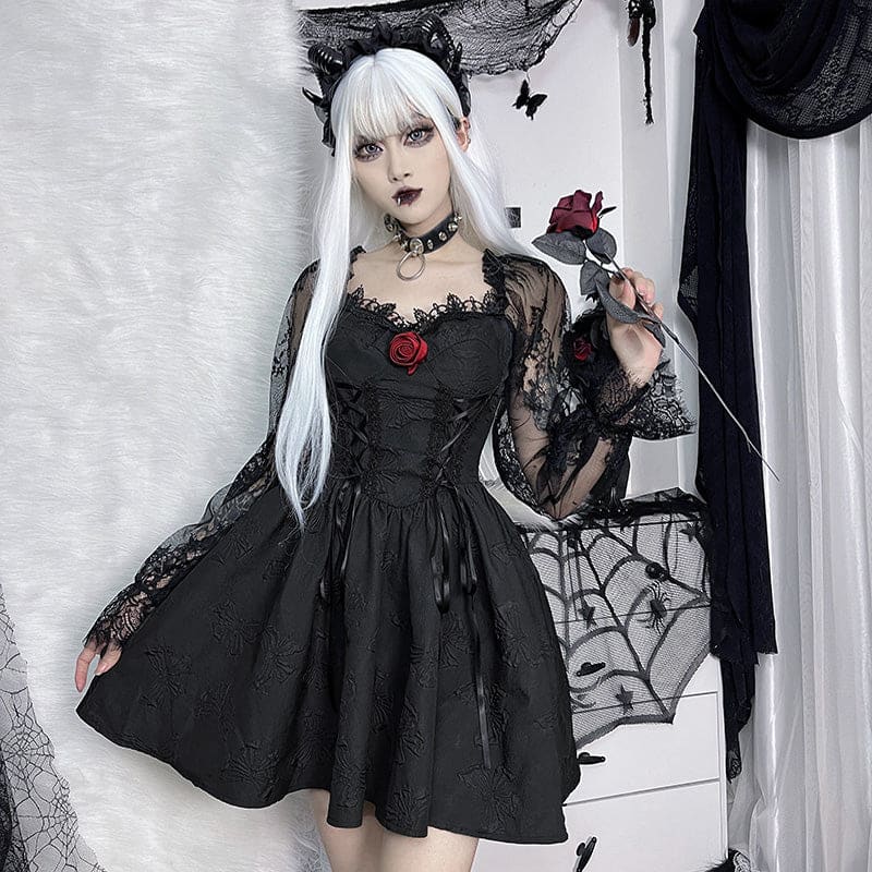 Kawaii Gothic Princess Rose Black Dress ON225 - Egirldoll