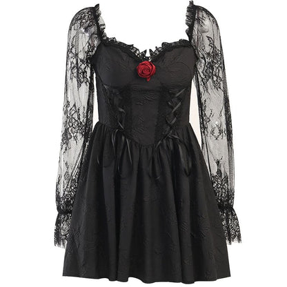 Kawaii Gothic Princess Rose Black Dress ON225 - Egirldoll