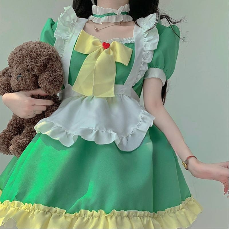 Kawaii Green Spring Maid Dress ON652 - dress