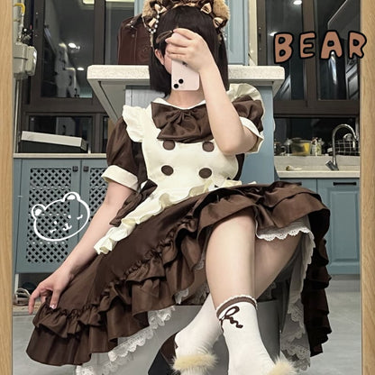 Kawaii Harajuku Chocolate Maid Bow Lolita Dress ON19 - Egirldoll