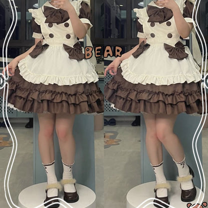 Kawaii Harajuku Chocolate Maid Bow Lolita Dress ON19 - Egirldoll