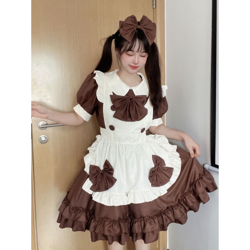 Kawaii Harajuku Chocolate Maid Bow Lolita Dress ON19 - Egirldoll