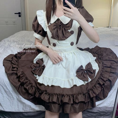 Kawaii Harajuku Chocolate Maid Bow Lolita Dress ON19 - Egirldoll