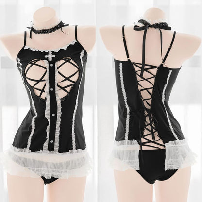 Kawaii Hollow Chest Lace Up Details Body Suit EE0952 - Egirldoll