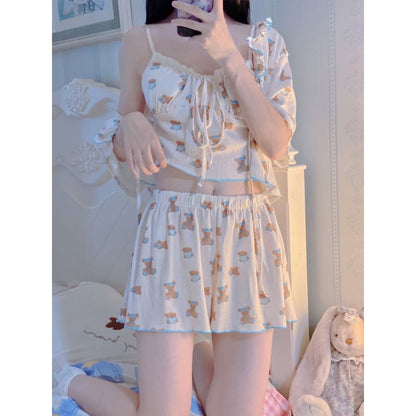 Kawaii Home Wear Three Pieces Set Bear Pajamas ON04 - Egirldoll