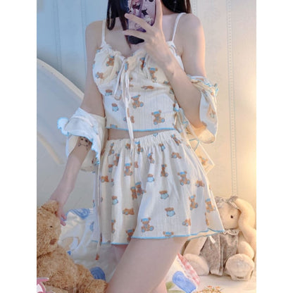 Kawaii Home Wear Three Pieces Set Bear Pajamas ON04 - Egirldoll