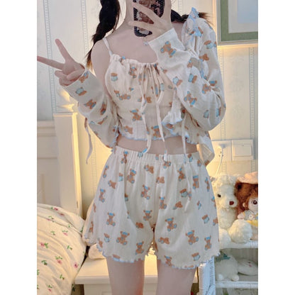 Kawaii Home Wear Three Pieces Set Bear Pajamas ON04 - Egirldoll