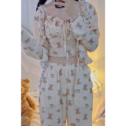 Kawaii Home Wear Three Pieces Set Bear Pajamas ON04 - Egirldoll