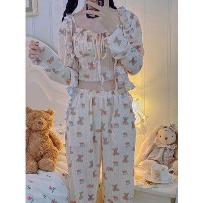 Kawaii Home Wear Three Pieces Set Bear Pajamas ON04 - Egirldoll