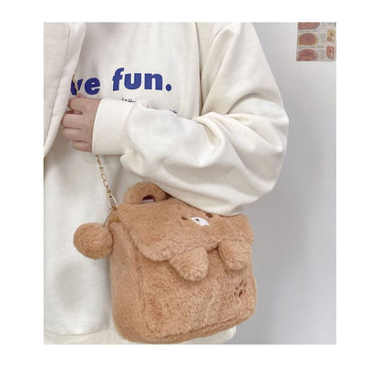 Kawaii Kuma Bear White Brown Sholder Bag ON454 - bag