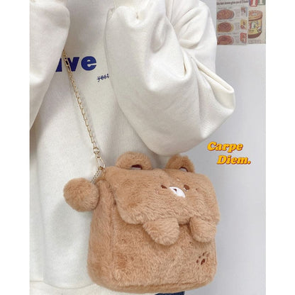 Kawaii Kuma Bear White Brown Sholder Bag ON454 - bag