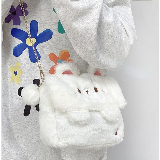 Kawaii Kuma Bear White Brown Shoulder Bag ON454 - bag