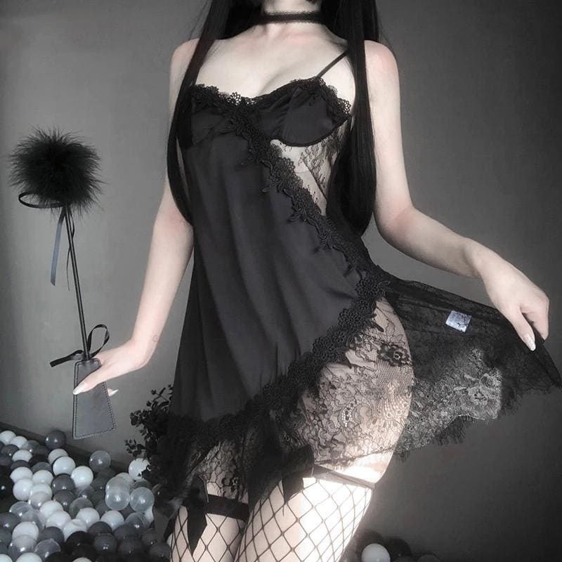 Kawaii Lace Mesh Nightdress Babydoll Silk Nightgown Lingerie EG225 - Egirldoll