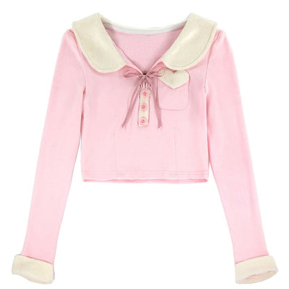 Kawaii Love Heart Black Pink Long Sleeve Top ON107 - Egirldoll