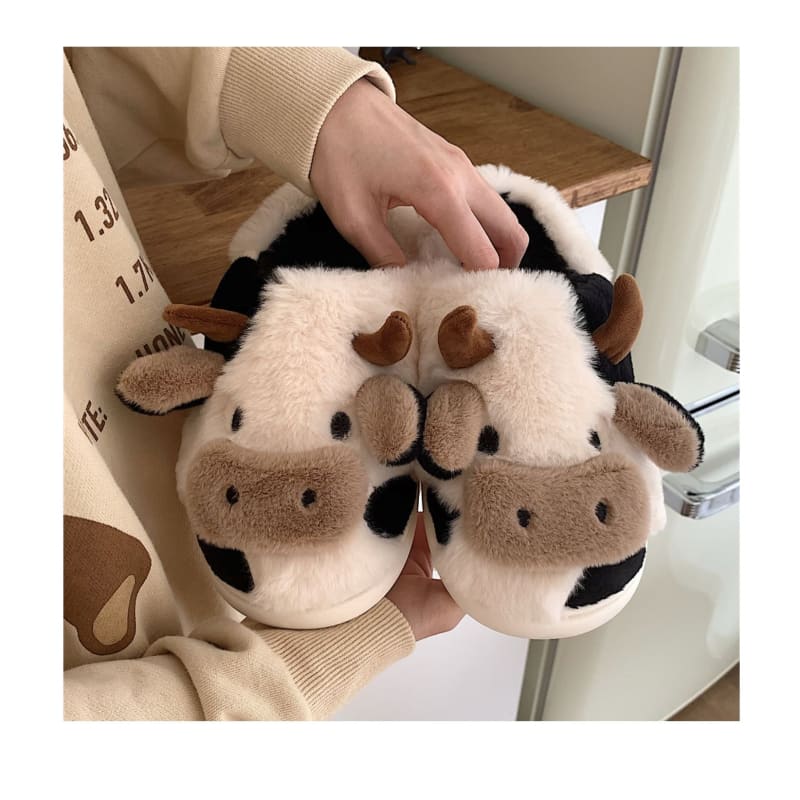 Kawaii Milk Cow Cute Sheet Homewear Slippers ME20 - Egirldoll