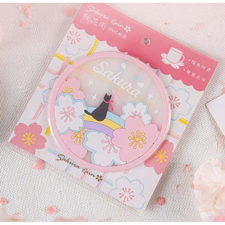 Kawaii Pastel Sakura Black Cat Coaster SS1765 - Egirldoll