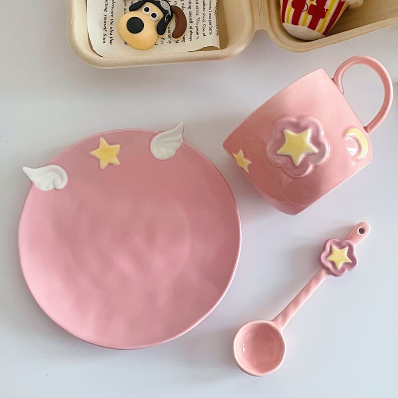 Kawaii Pink CardCaptor Sakura Stars Wings Ceramic Cup ON148 - Egirldoll