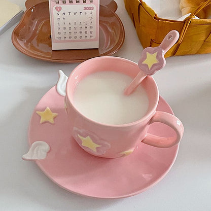 Kawaii Pink CardCaptor Sakura Stars Wings Ceramic Cup ON148 - Egirldoll