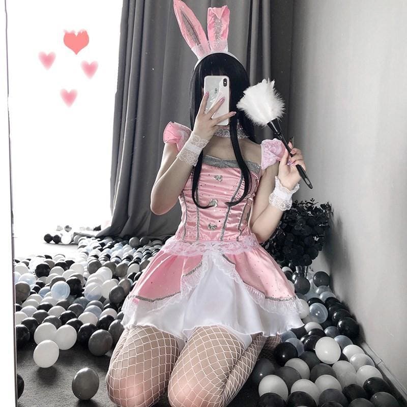 Kawaii Pink Sparkles Cute Bunny Girl Set EE0945 - Egirldoll