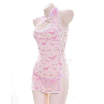 Kawaii Pink Transparent Cheongsam Pajamas Lingerie EG082 - Egirldoll