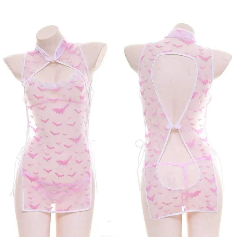 Kawaii Pink Transparent Cheongsam Pajamas Lingerie EG082 - Egirldoll