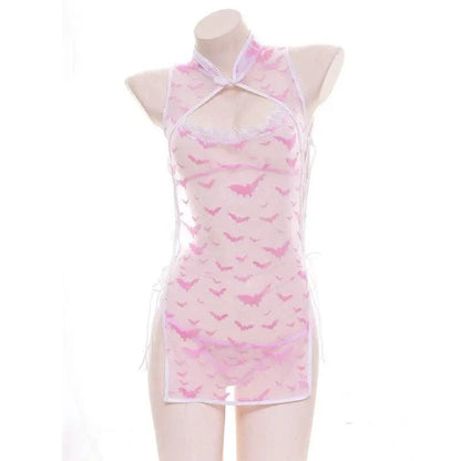 Kawaii Pink Transparent Cheongsam Pajamas Lingerie EG082 - Egirldoll