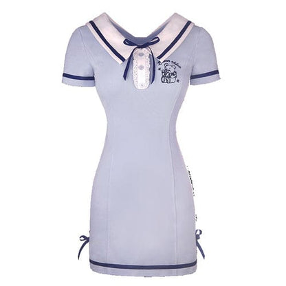 Kawaii Spring Blue Pink Bear Cute Sailor Dress ON469 - Navy