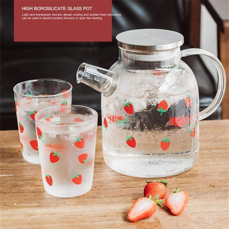 Kawaii Strawberry Glass Water Pot EG16590 - Egirldoll