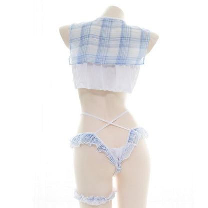 Kawaii Sweet Bow Plaid Cute Lingerie Set EG16255 - Egirldoll