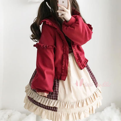 Kawaii Winter Lolita Tweed Cape Plush Jacket FY035 - Egirldoll