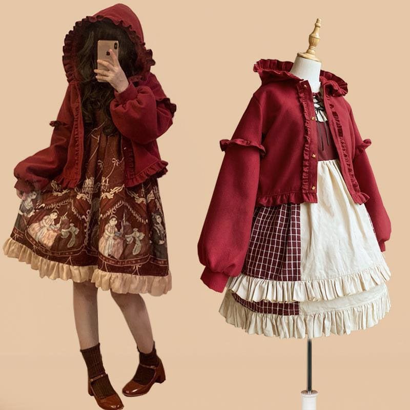 Kawaii Winter Lolita Tweed Cape Plush Jacket FY035 - Egirldoll