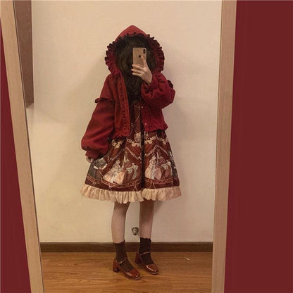 Kawaii Winter Lolita Tweed Cape Plush Jacket FY035 - Egirldoll