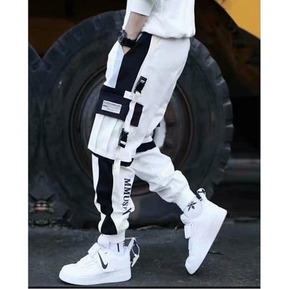 Korean Hip Hop Joggers Letter Ribbons Cargo Pants BE218 - Egirldoll