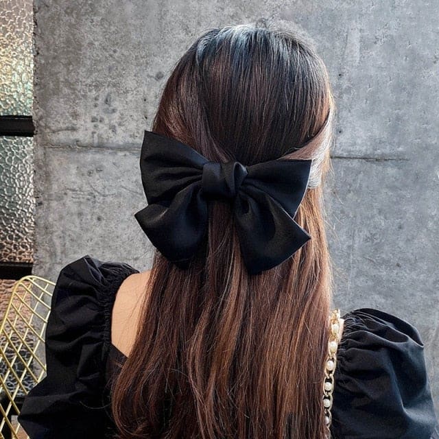 Korean Legant Ribbon Velvet Bow Crystal Hair Clips EG17223 - Egirldoll