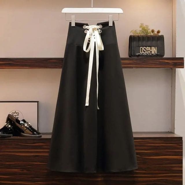 Korean Two-piece Square Neck Sweater High Waist Skirt Set EG16730 - Egirldoll