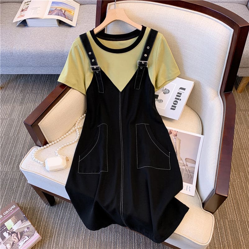 L-4XL Lemon Fake Two Pieces Dress ON337 - Egirldoll