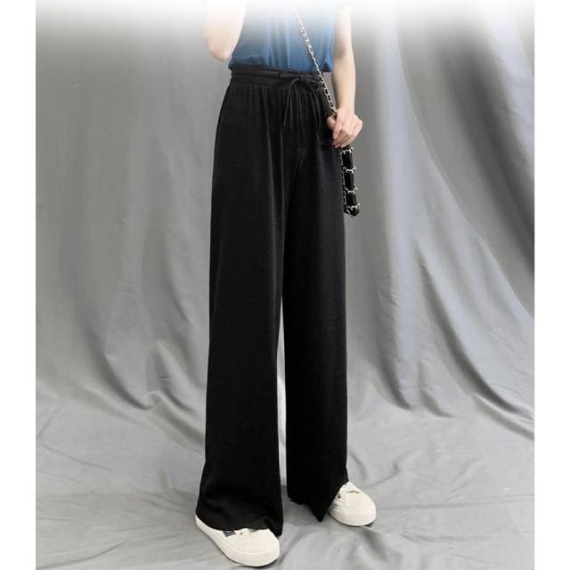 Lace cross stretch thin flared wide-leg pants - Egirldoll