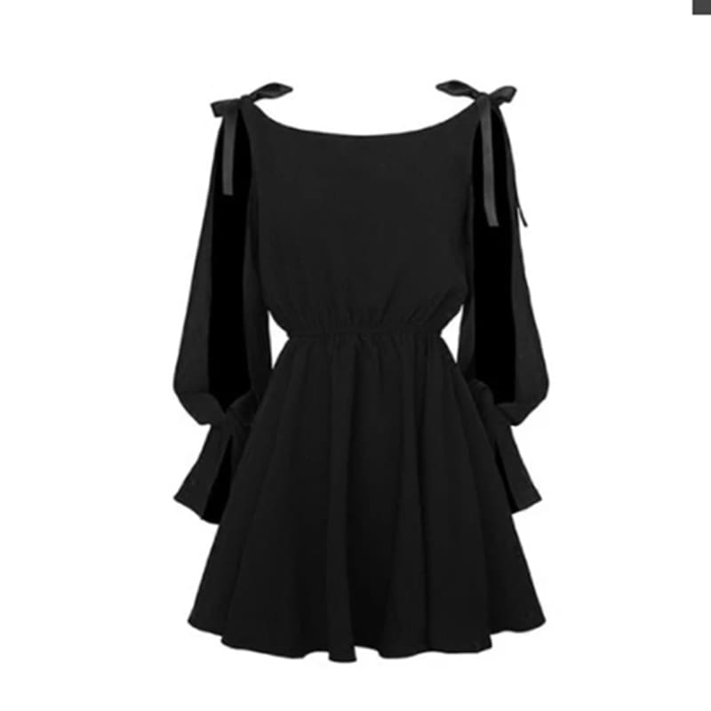 Lace Hollow Sleeve Black Dress EE0896 - Egirldoll