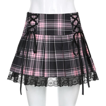 Lace Up Goth Y2K Style Skirt - Egirldoll