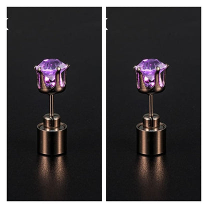 Light Up LED Bling Ear Stud Earrings Flash Zircon Ear Earrings Accessories for Party Christmas Earrings - Egirldoll