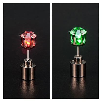 Light Up LED Bling Ear Stud Earrings Flash Zircon Ear Earrings Accessories for Party Christmas Earrings - Egirldoll