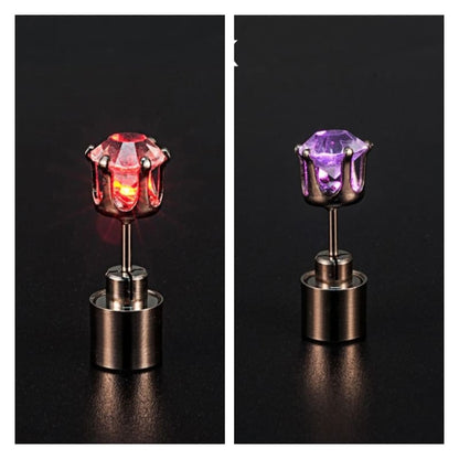 Light Up LED Bling Ear Stud Earrings Flash Zircon Ear Earrings Accessories for Party Christmas Earrings - Egirldoll