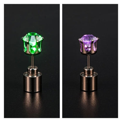 Light Up LED Bling Ear Stud Earrings Flash Zircon Ear Earrings Accessories for Party Christmas Earrings - Egirldoll