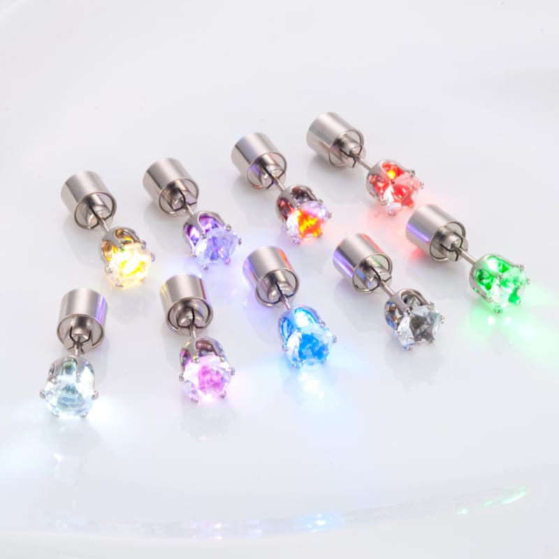 Light Up LED Bling Ear Stud Earrings Flash Zircon Ear Earrings Accessories for Party Christmas Earrings - Egirldoll