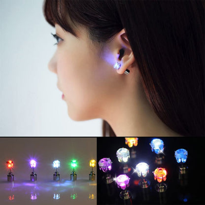 Light Up LED Bling Ear Stud Earrings Flash Zircon Ear Earrings Accessories for Party Christmas Earrings - Egirldoll